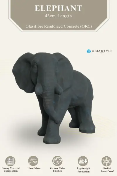 Product image 2 of the product “Elephant, 43cm Length | GRC (Glassfibre Reinforced Concrete), Bronze Finish ”